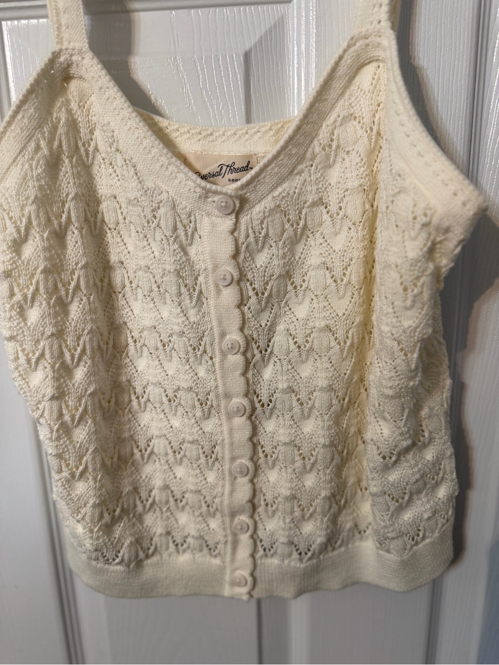 Cream Knit Button-Front Tank Top - Picture 2 of 4